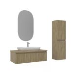 Orka Lentia 100 Cm Meşe Banyo Dolabı Takımı Ve Boy Dolabı