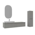 Orka Lentia 160 Cm Mat Kaşmir Banyo Dolabı Takımı Ve Boy Dolabı
