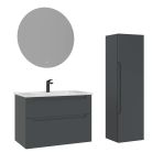 Orka Messina 85 Cm Mat Antrasit Led Banyo Dolabı Takımı Ve Boy Dolabı