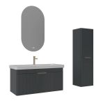 Orka Procida 105 Cm Mat Antrasit Banyo Dolabı Takımı Ve Boy Dolabı