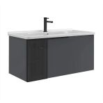 Orka Pure 80 Cm Mat Antrasit Banyo Dolabı Alt Modül Ve Lavabo