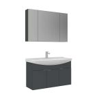 Orka Purus 100 Cm Mat Antrasit Ayna Dolaplı Banyo Dolabı Takım (Asma)