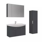 Orka Purus 100 Cm Mat Antrasit Ayna Dolaplı Banyo Dolabı Takım Ve Boy Dolabı (Asma)
