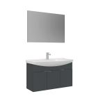 Orka Purus 100 Cm Mat Antrasit Düz Aynalı Banyo Dolabı Takımı (Asma)