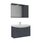 Orka Purus 100 Cm Mat Antrasit Spot Aynalı Banyo Dolabı Takım (Asma)
