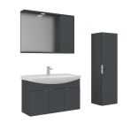 Orka Purus 100 Cm Mat Antrasit Spot Aynalı Banyo Dolabı Takım Ve Boy Dolabı (Asma)