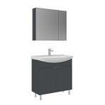 Orka Purus 80 Cm Ayaklı Banyo Dolabı Takımı (ayna Dolaplı) Antrasit