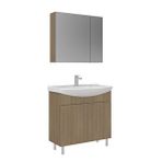 Orka Purus 80 Cm Ayaklı Banyo Dolabı Takımı (ayna Dolaplı) Meşe