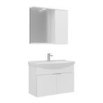 Orka Purus 80 cm Beyaz Spot Aynalı Kapaklı Aynalı Dolaplı Banyo Dolabı Takımı