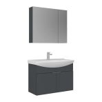 Orka Purus 80 Cm Mat Antrasit Ayna Dolaplı Banyo Dolabı Takım (Asma)