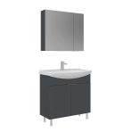 Orka Purus 80 Cm Mat Antrasit Ayna Dolaplı Banyo Dolabı Takım (Ayaklı)