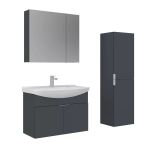 Orka Purus 80 Cm Mat Antrasit Ayna Dolaplı Banyo Dolabı Takım Ve Boy Dolabı (Asma)