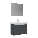 Orka Purus 80 Cm Mat Antrasit Düz Aynalı Banyo Dolabı Takımı (Asma)