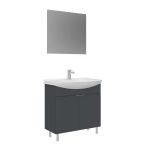 Orka Purus 80 Cm Mat Antrasit Düz Aynalı Banyo Dolabı Takımı (Ayaklı)