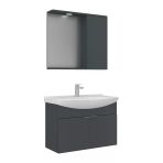 Orka Purus 80 Cm Mat Antrasit Spot Aynalı Banyo Dolabı Takım (Asma)