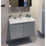 Orka Terme 80 Cm Parlak Gri Banyo Dolabı Alt Modül Ve Lavabo Çok Renkli