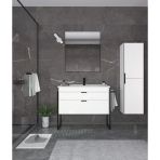 Orka Trio 100 Cm Mdf Çekmeceli Beyaz Ayaklı Banyo Dolabı Takımı Ve Boy Dolabı