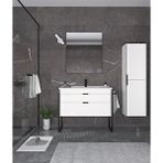 Orka Trio 80 Cm Mdf Çekmeceli Beyaz Ayaklı Banyo Dolabı Takımı Ve Boy Dolabı