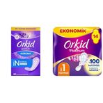 Orkid Günlük Ped Normal Ekonomik Paket 40 Ped+Orkid Platinum Hijyenik Ped Normal Ekonomik Paket 14 Ped