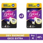 Orkid Platinum Gece Ekstra (Boy 4) 20 Adet Hijyenik Ped 2 Adet