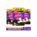 Orkid Platinum Gece Extra Plus (Boy 5) 14 Adet Süper Ekonomik Hijyenik Ped x3