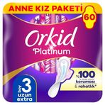 Orkid Platinum Hijyenik Ped Anne Kız Paketi Uzun Extra (Boy 3) Dev Ekonomik Paket 60 Adet Ped