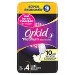 Orkid Platinum Hijyenik Ped Gece Ekstra (Boy 4) Süper Ekonomik Paket 16 Adet Ped
