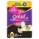 Orkid Platinum Hijyenik Ped Gece Ekstra Plus (Boy 5) Süper Ekonomik Paket 14 Adet Ped