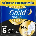 Orkid Ultra Gece Extra Plus (Boy 5) Kanatlı Hijyenik Ped 14'lü - [d]