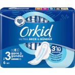 Orkid Ultra Gece ve Gündüz Hijyenik Ped 6'lı Paket 3 mm İnce Güvenli Koruma Sunar - 6 Adet
