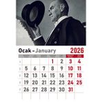 Orkide Matbaacilik Takvim - Spiralli 12 Yaprak 32X47 cm - Atatürk Resimli Kuşe Kağıt Duvar TAKVIMI-2026 - Çok Renkli