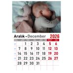 Orkide Matbaacilik Takvim - Spiralli 12 Yaprak 32X47 cm -Bebek Resimli Kuşe Kağıt Duvar Takvimi - 2026