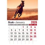 Orkide Matbaacilik Takvim - Spiralli 12 Yaprak 32X47 cm - Çeşitli Hayvan Resimli Kuşe Kağıt Duvar Takvimi - 2026 - Çok Renkli