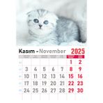 Orkide Matbaacilik Takvim - Spiralli 12 Yaprak 32X47 cm - Kuşe Kağıt Duvar Takvimi Kedi RESIMLI-2025