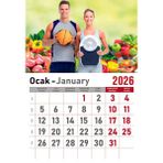 Orkide Matbaacilik Takvim - Spiralli 12 Yaprak 32X47 cm - Spor Resimli Kuşe Kağıt Duvar Takvimi - 2026 - Çok Renkli