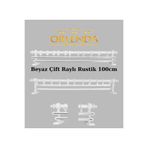 Orlenda Ahşap Başlıklı Alminyum Boru Rustik Perde Askısı Çift Raylı 100 Cm