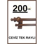 Orlenda Rustik Perde - Rustik Perde Askısı Tek Raylı - Ahşap Başlıklı Alminyum Boru Rustik Perde Askısı