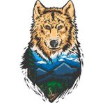 Orman ve Kurt Sticker 10X10 Cmrenkli Sticker