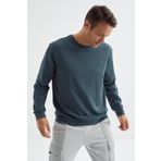 Orman Yeşili Basic O Yaka Rahat Form Erkek Sweatshirt - 88053 | S