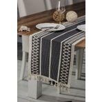 Örme Lacivert Runner , Püsküllü Organik Pamuk Dantel Örme Runner 35x155 Cm Regina Runner Örtüsü