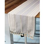 Örme Masa Runner, Püsküllü Runner Masa Örtüsü Organik Pamuk Runner 35x155 Cm Masa Üstü Runner, Gri Pamuklu Dokuma Runner, Tül Dantel Örgü Pamuklu Runner TÜL ÖRGÜ