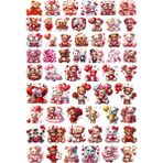 Ororabutik 56 Adet Sevgililer Günü Ayıcık Aşk Sticker Seti - Etiket Seti Scrapbook Bullet Journal - 1 Adet - 001-Renkli