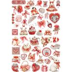 Ororabutik Coquette Kawaii Tatlı Lolita Kırmızı Sticker Seti - Etiket Seti Scrapbook Bullet Journal - 1 Adet - 001-Renkli