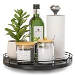 Oroyutor Lazy Susan Pikap Düzenleyici, 10 inç Meşe Ahşap Tembel Susan Dolap Yemek Masası Kiler Mutfak Tezgah Üstü Baharat Banyo Vanity Tepsi Tezgah Şifoniyer Lavabo Sabunluk Sehpa Dekor Siyah