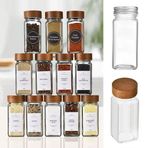 Orret Home 12'li Bambu ve Akasya Kapaklı Cam Baharatlık Seti 120 ml - Doğal Ahşap Kapaklı, Şeffaf Cam, Sağlıklı ve Şık Baharat Kavanozları (Akasya Kapak)