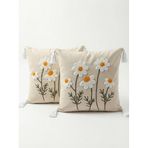 Orret Home 2 Adet 40x40 cm Punch Papatya Desenli Gizli Fermuarlı Kırlent Kılıfı Dekoratif Yastık Kılıfı Salon Oturma Odası Kırlent Seti