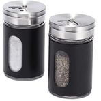 Orret Home 2'li Ayarlanabilir Metal Gövdeli Cam Tuzluk ve Baharatlık Seti - Şık ve Dayanıklı Tasarım, Mutfakta Pratik Kullanım (Siyah, 8 Cm)