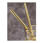 Orret Home 2'Li Gold Paslanmaz Çelik Pipet, Temizleme Fırçası, Metal Pipet
