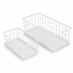 Orret Home 2’li Metal Sepet Organizer, Beyaz Tel Saklama Sepeti, Paslanmaz Çok Amaçlı Mutfak Banyo Ofis Dolap İçi Masa Üstü Raf Tezgah Düzenleyici Set, 25 ve 30 cm