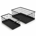 Orret Home 2’li Metal Sepet Organizer, Siyah Tel Saklama Sepeti, Paslanmaz Çok Amaçlı Mutfak Banyo Ofis Dolap İçi Masa Üstü Raf Tezgah Düzenleyici Set, 25 ve 30 cm